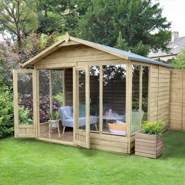 10x8 Apex Summerhouse (3.01m x 2.61m) with Double Doors - Forest 4Life 25yr Guarantee