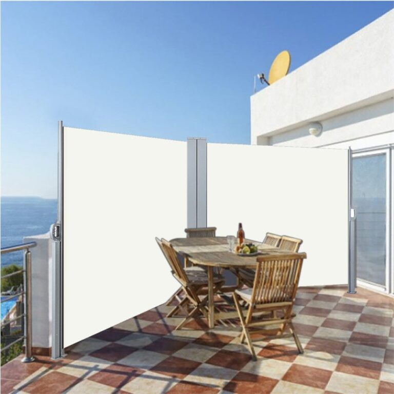 9ft Retractable Double Side Awning - White Water Resistant