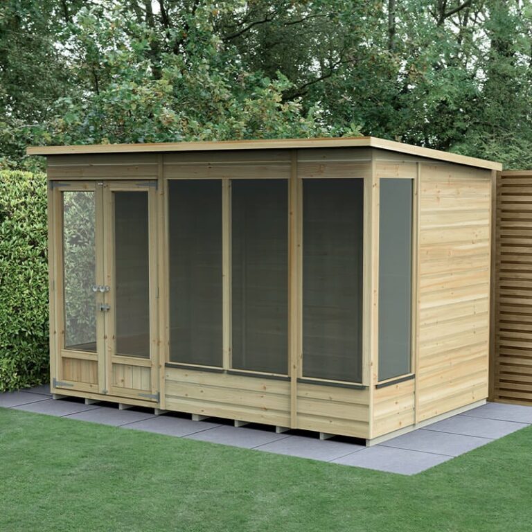 10' x 6' Forest Beckwood 25yr Guarantee Double Door Pent Summer House (3.11m x 2.05m)