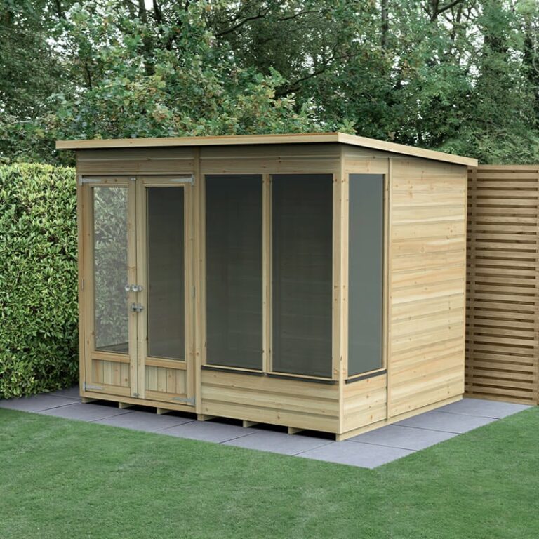 8' x 6' Forest Beckwood 25yr Guarantee Double Door Pent Summer House (2.52m x 2.05m)
