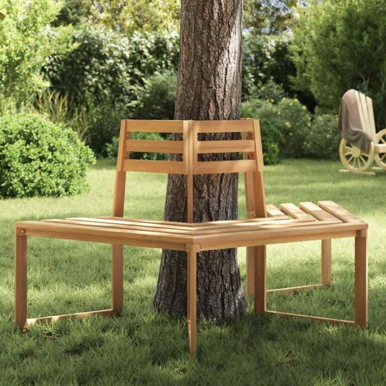 Cullman Wooden Half Hexagonal Garden Tree Bench In Natural