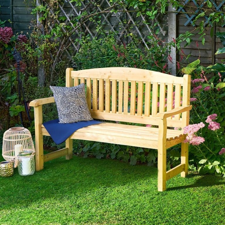 4x2 Wooden Garden Bench (1.2m x 0.6m): Forest Harvington 2 Seater Wooden Outdoor Bench