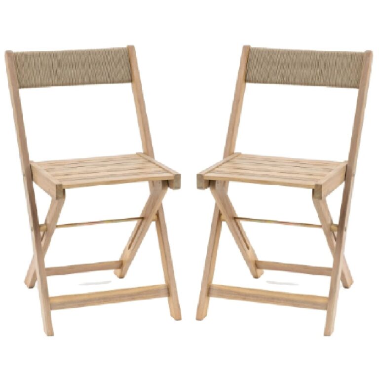 Lajatico Outdoor Natural Wooden Dining Chair In Pair