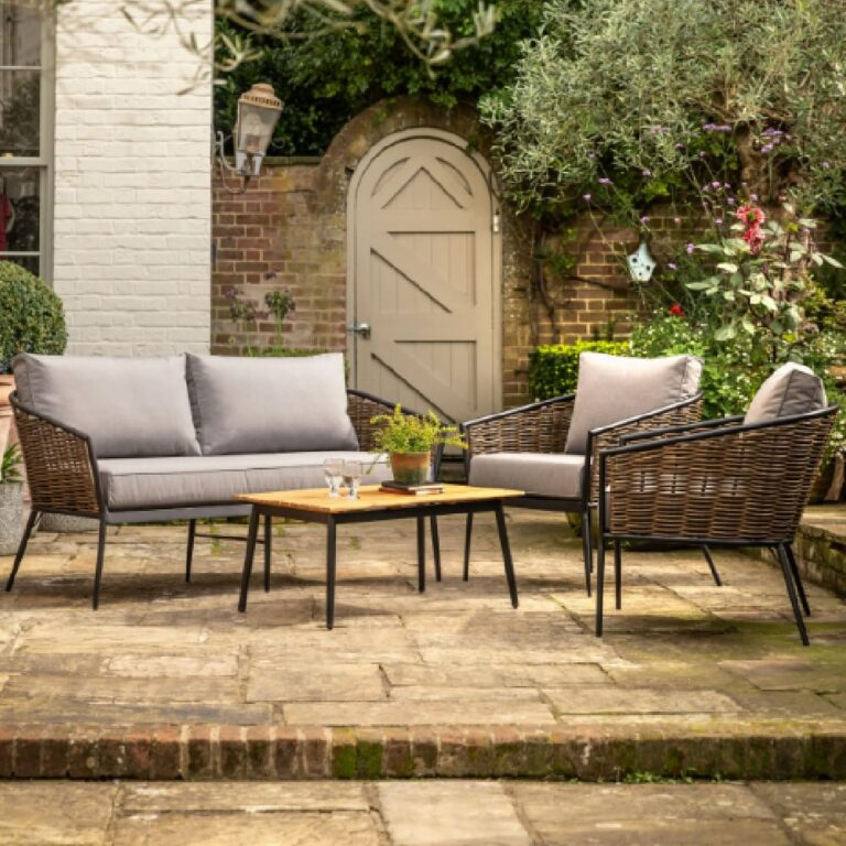 Marietta Outdoor Rattan Lounge Set With Coffee Table In Natural