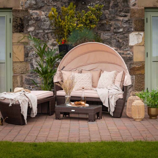 Rattan Garden Day Bed in Brown - Venice - Rattan Direct