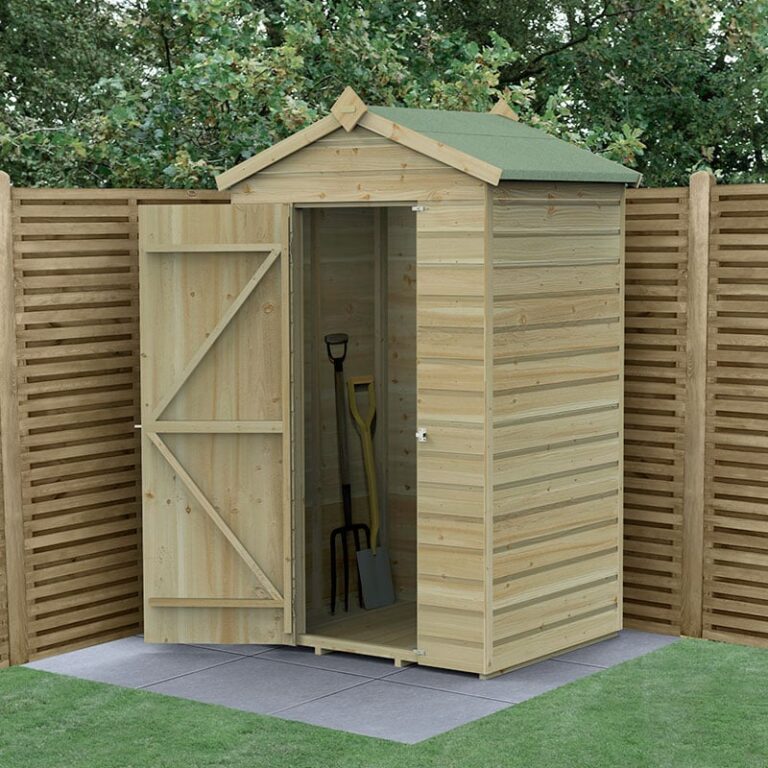 4' x 3' Forest Beckwood 25yr Guarantee Shiplap Pressure Treated Windowless Apex Wooden Storage Shed (1.34m x 1m)