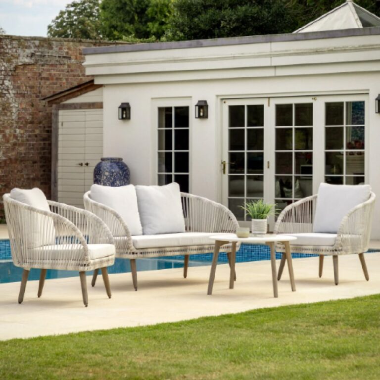 Viola Outdoor Rattan Lounge Set With Coffee Table In Natural