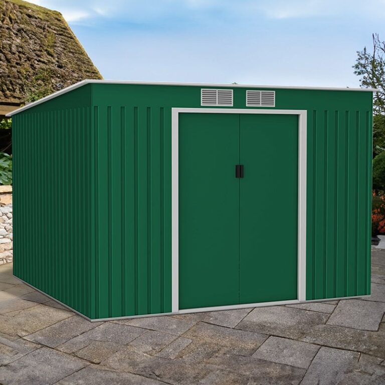 9' x 8' Lotus Hestia Pent Metal Shed with Foundation Kit (2.61m x 2.41m)