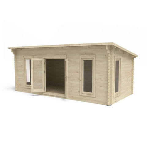Forest Forest Garden Arley 6.0m x 3.0m Cabin - Pent Roof, Double Glazed 34kg Polyester Felt, plus Underlay (Home Delivery)