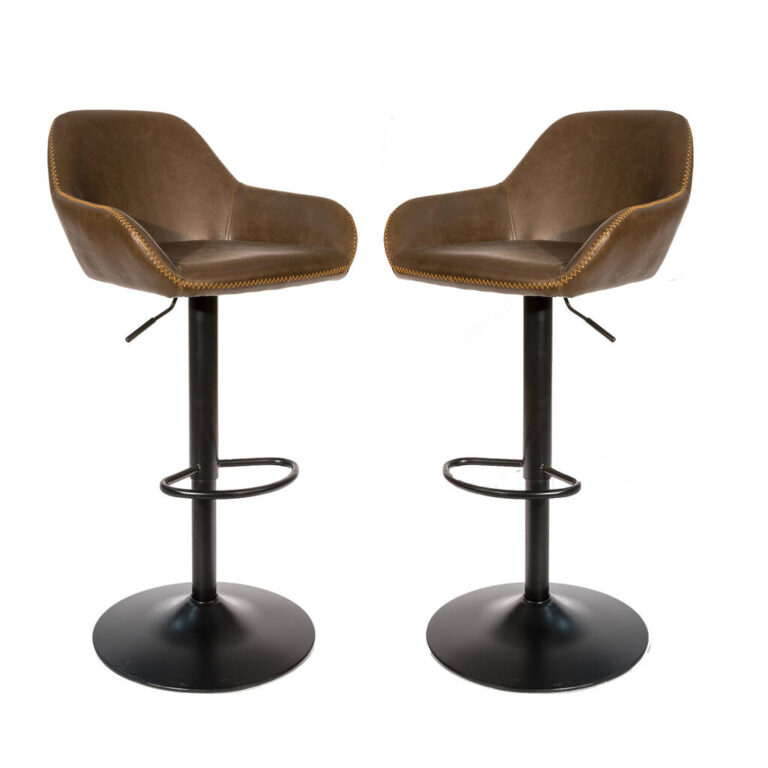 Baxter Chesnut Brown Gas Lift Two Kitchen Bar Stools, Brown