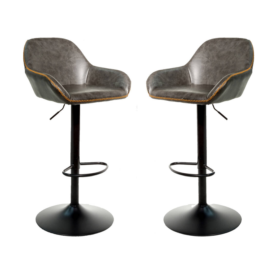 Baxter Grey Gas Lift Set Of Two Kitchen Bar Stools, Grey