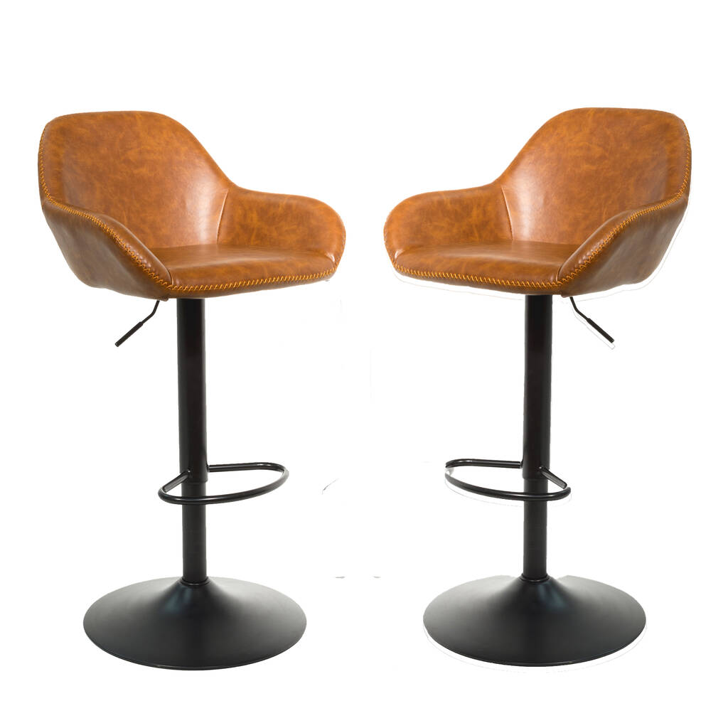 Baxter Tan Brown Gas Lift Set Of Two Kitchen Bar Stools, Brown