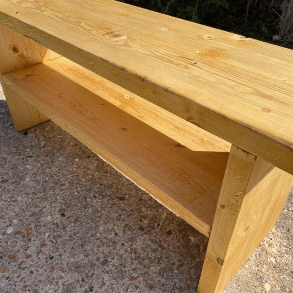 Broad Hallway Bench With Shoe Storage Shelf