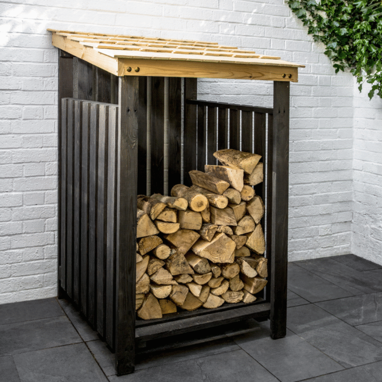 Chelwood Modular Log Store, Black/Natural
