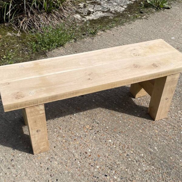 Chunky Oak Patio Garden Bench, Brown