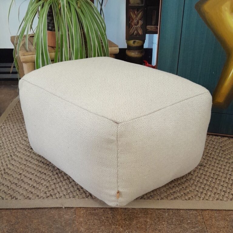 Cream And Oat Diamond Pouffe, Cream