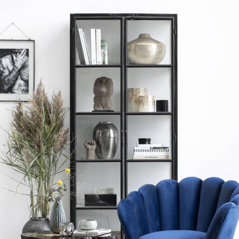Depot Glazed Iron Cabinet, Black