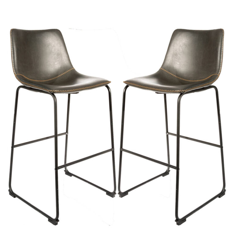 Dexter Grey Set Of Two Kitchen Bar Stools, Grey