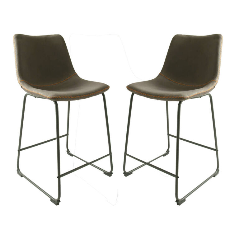 Dexter Moleskin Mussel Brown/Grey Two Counter Stools, Brown
