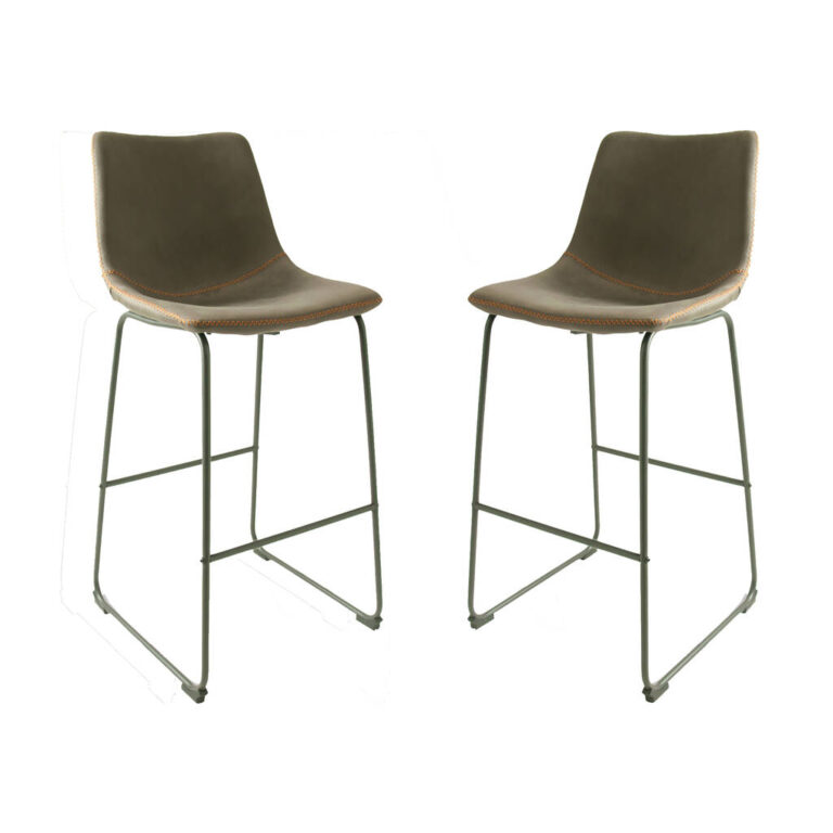 Dexter Moleskin Mussel Brown/Grey Two Kitchen Stools, Brown
