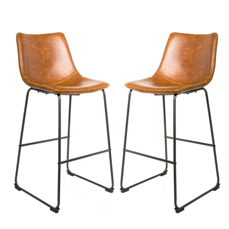 Dexter Tan Brown Set Of Two Kitchen Bar Stools, Brown