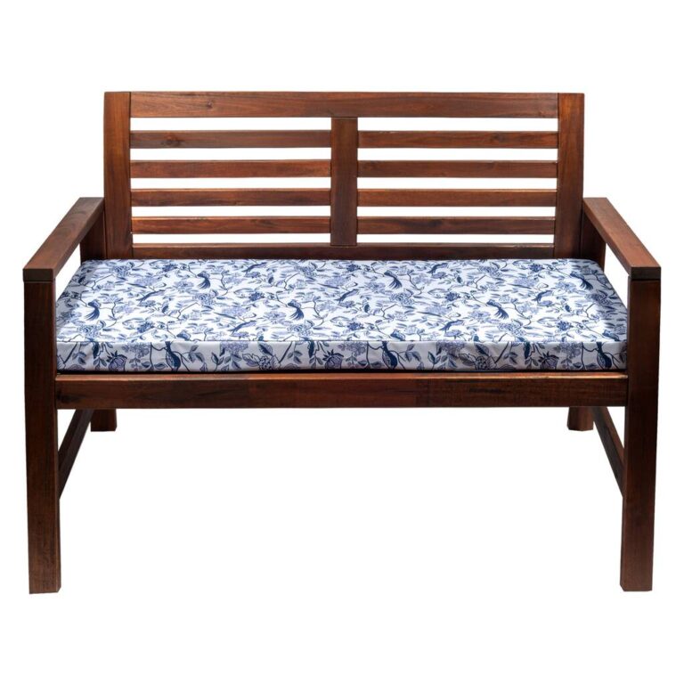 Exotic Birds Blue Water Resistant Garden Bench Seat Pad, Blue