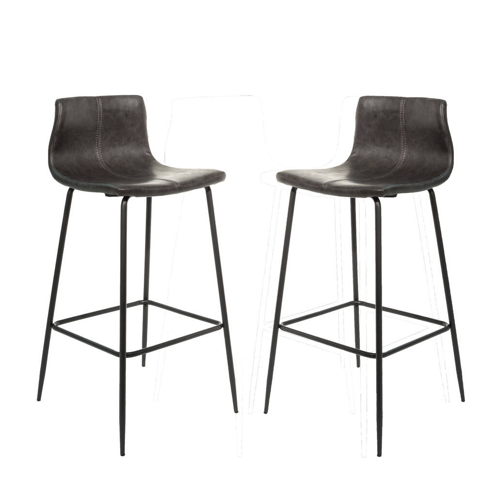 Grayson Grey Set Of Two Kitchen Bar Stools, Grey