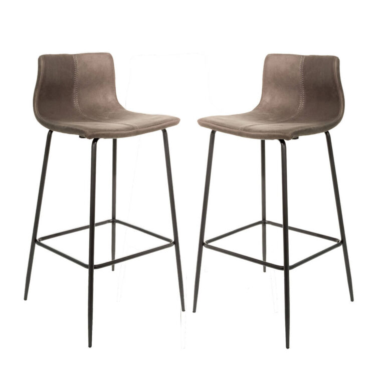 Grayson Moleskin Mussel Brown/Grey Two Kitchen Stools, Brown