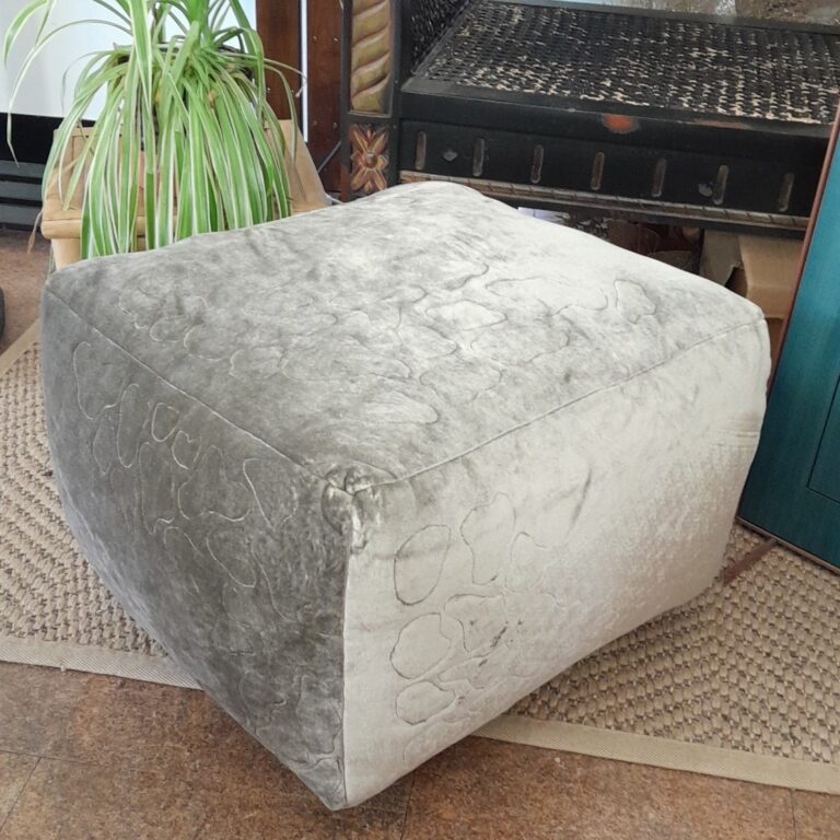 Grey Velvet Animal Design Pouffe, Grey