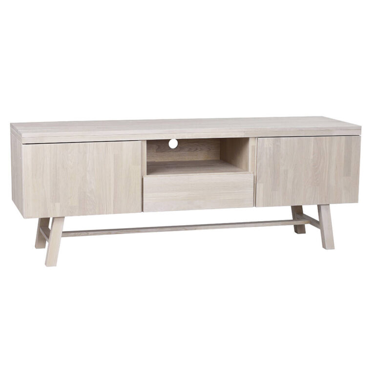 Hamilton White Wash Tv Media Cabinet, Natural/White