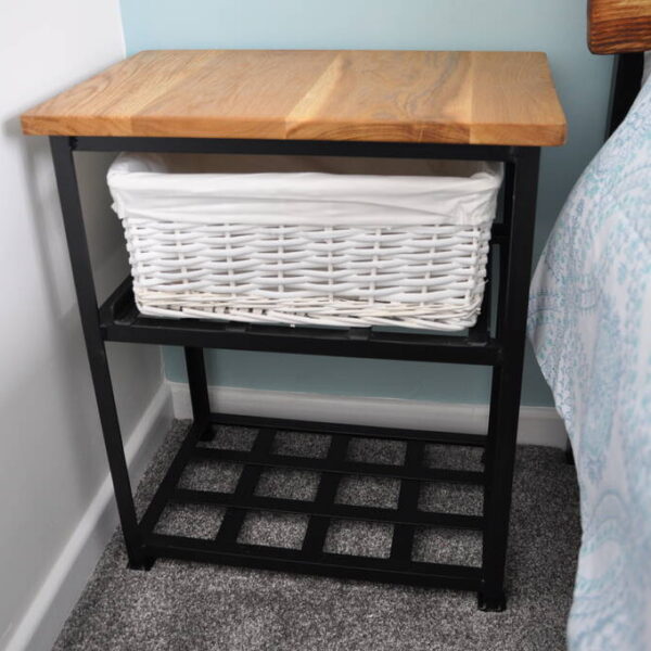 Handcrafted Oak Bedside Cabinets, Black/Brown