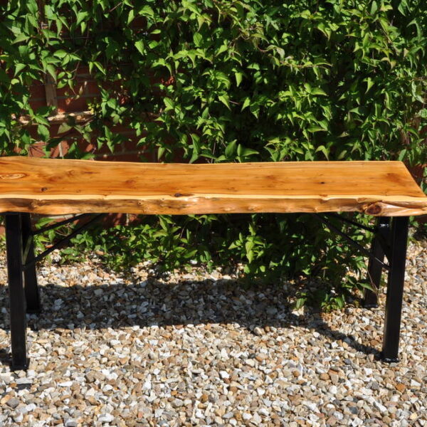 Handcrafted Yew Wood Bench Seat, Brown
