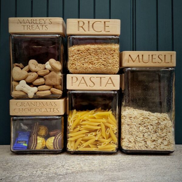 Personalised Handmade Glass Storage Jars Custom Kitchen And Pantry Organisation