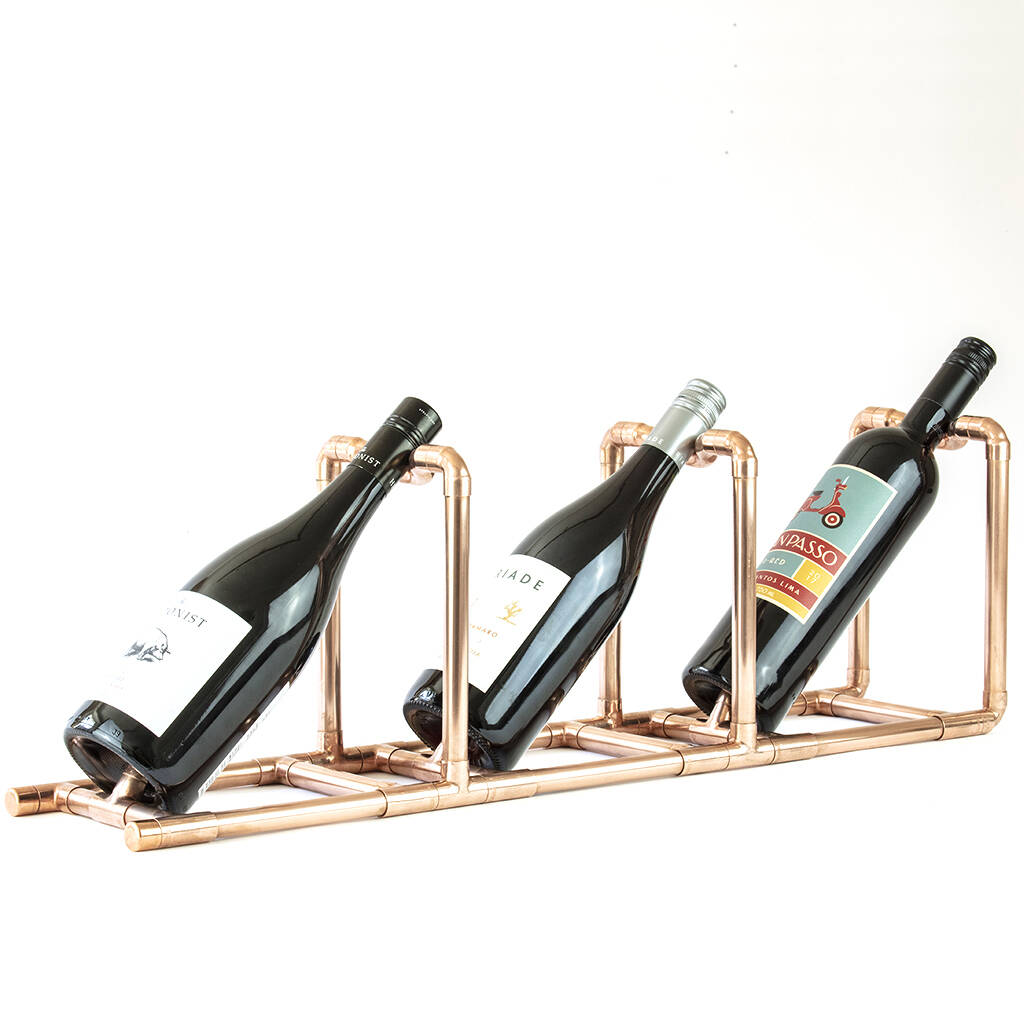 Handmade Wine Rack Display In Copper
