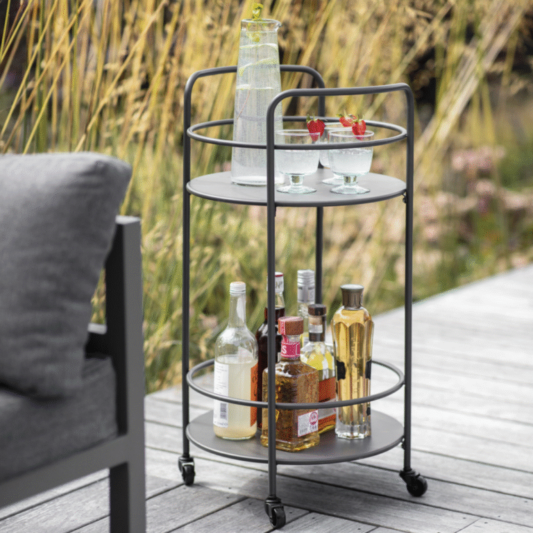 Indoor And Outdoor Round Drinks Trolley, Black