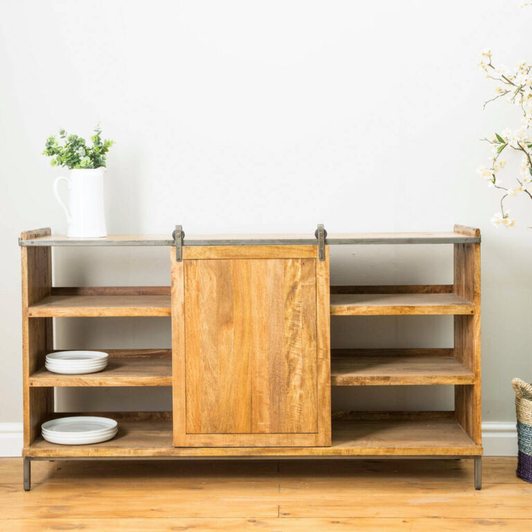 Industrial Vintage Sideboard With Sliding Doors, Brown