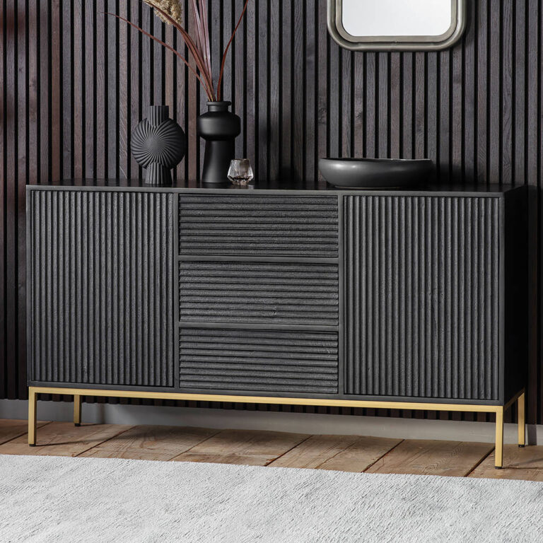 Linear Black Wooden Sideboard, Black