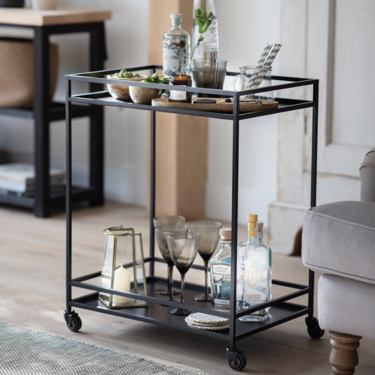 Metal Drinks Trolley, Black