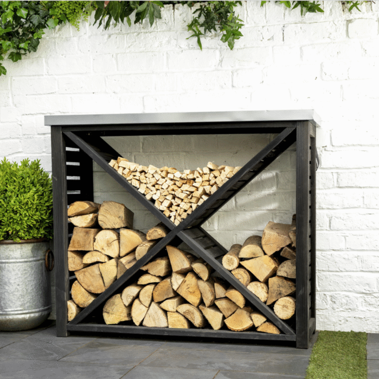 Moreton Cross Wooden Log Store, Black