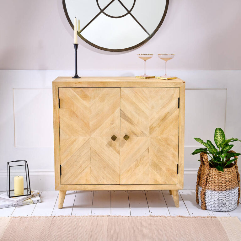 Parquet Wood Sideboard, Beige/Natural
