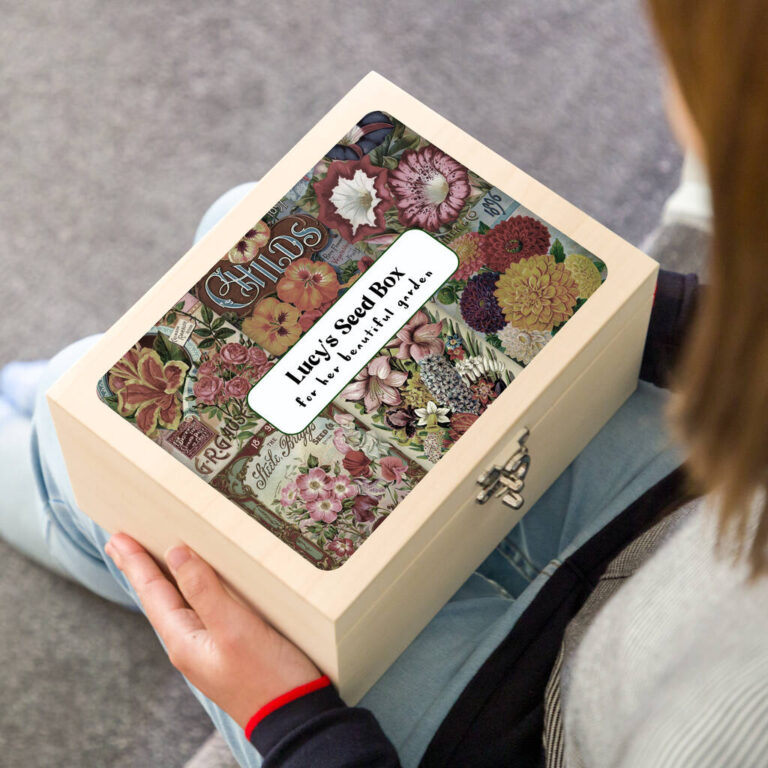 Personalised Seed Box Garden Gift, Multi-Coloured/Natural