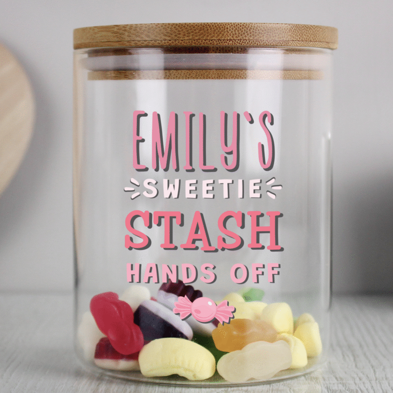 Personalised Sweetie Jar With Bamboo Lid