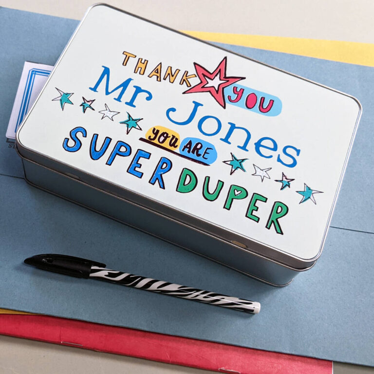 Personalised Thankyou Teacher Tin, Multi-Coloured