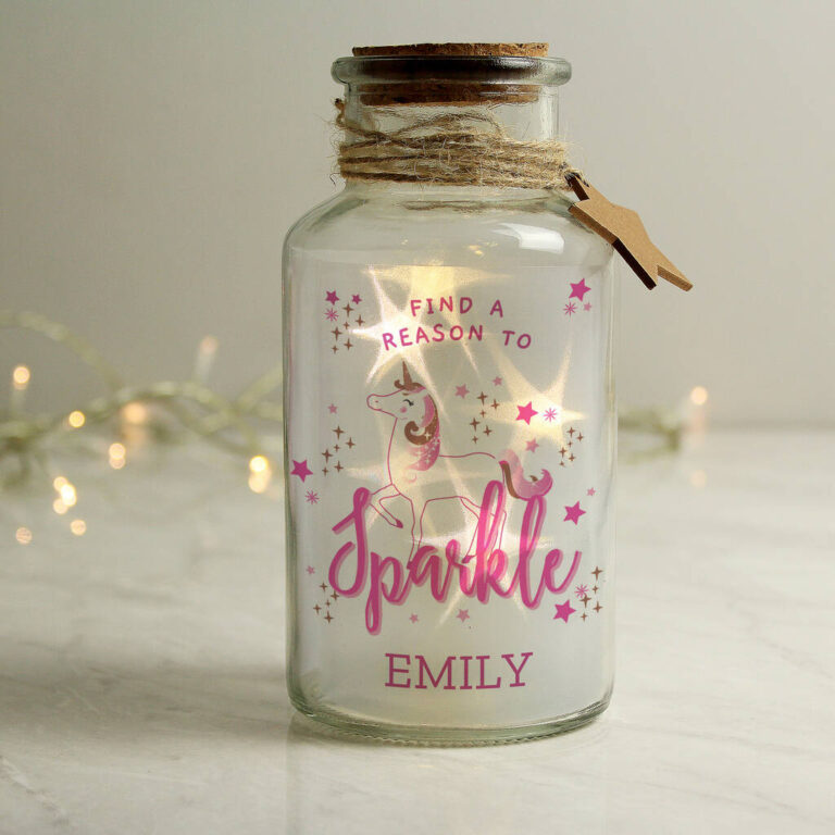 Personalised Unicorn LED Glass Jar Gift