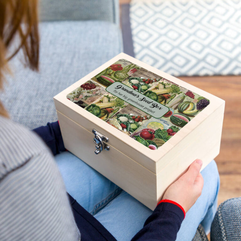Personalised Vegetable Seed Box Garden Gift, Multi-Coloured/Natural