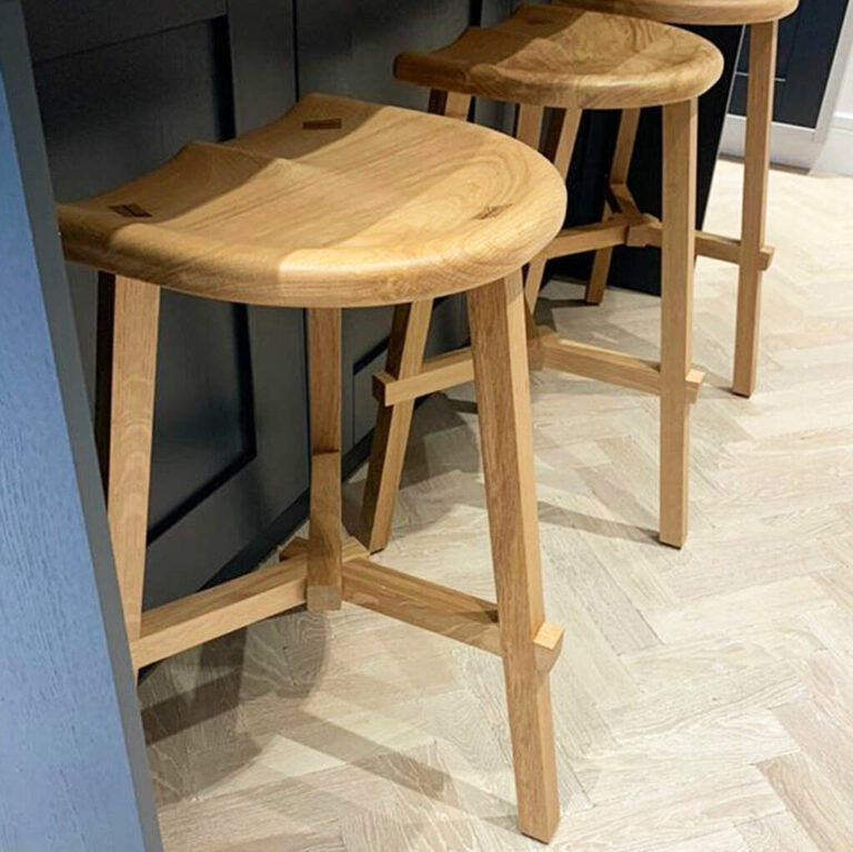 Set Of Two Wooden Kitchen Island Bar Stools, Brown