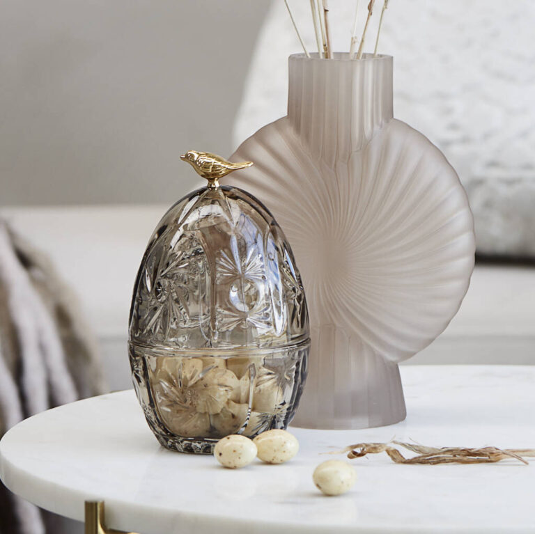 Stella Decorative Glass Storage Jar, Gold/Grey
