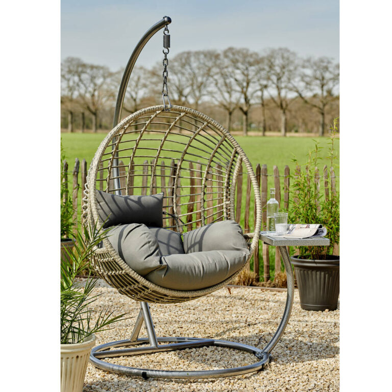 Indoor Outdoor Hanging Egg Chair, Black/Grey