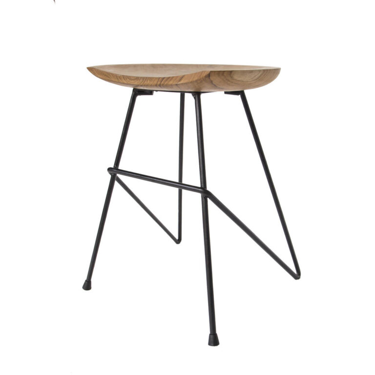 Teak Set Of Two Bistro Dining Stools