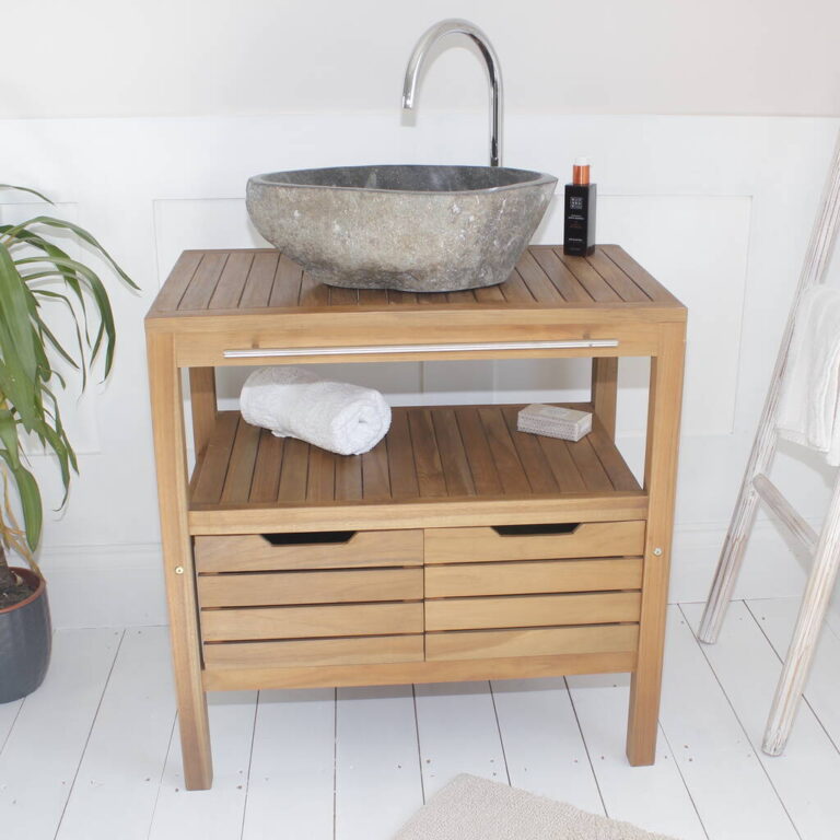 Teak Bathroom Vanity Unit, Natural